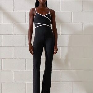 Abercrombie YPB Black Jumpsuit with White Accents